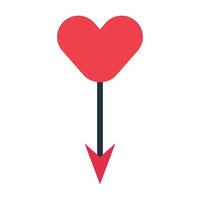 Red Heart Arrow on White Background. Perfect for Valentine's Day, love themes, and vector