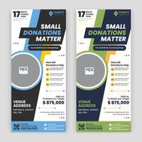 Charity event rack card design or fundraiser Dl Flyer, leaflet, and handbill design template vector