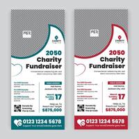 Fundraiser rack card design template or Charity activities event Dl flyer, leaflet, handbill design vector