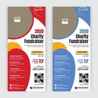 Charity rack card design or fundraiser event dl Flyer leaflet and handbill design template vector