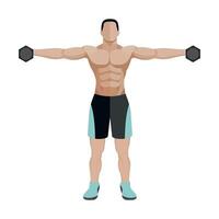 sportsman bodybuilder with dumbbells isolated on white background vector