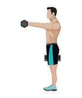 bodybuilder lightweight athlete with dumbbells on white background vector