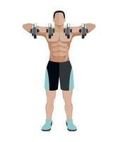 bodybuilder lightweight athlete with dumbbells isolated on white background vector