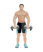 bodybuilder lightweight athlete with dumbbells isolated vector