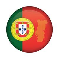 round icon with national flag of Portugal and flag on white background vector