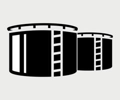 black icon sign of oil storage tanker on white background vector