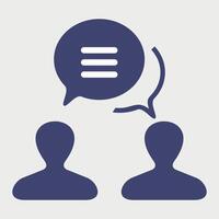 blue icon sign of people communicating with messages on white background vector