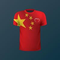 T-shirt with national flag of China on dark background vector