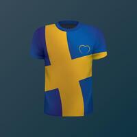 T-shirt with national flag of Sweden on dark background vector