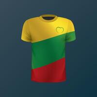 T-shirt with national flag of Lithuania on dark background vector