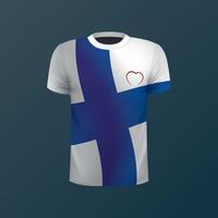 T-shirt with national flag of Finland on dark background vector