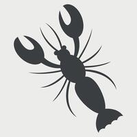 black and white icon of sea crab lobster on white background vector