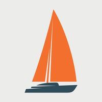 blue and orange sailboat icon on white background vector