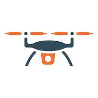orange stylized quadcopter drone icon on white background vector