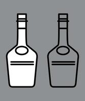 black alcoholic beverage bottle icon isolated on grey background vector