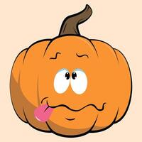 stylized pumpkin with face for halloween isolated vector