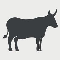 black and white icon of a cow bull on a white background vector