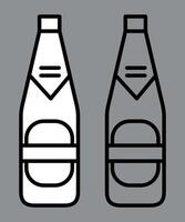 black and white alcoholic beverage bottle icon isolated on grey background vector