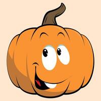 orange stylized pumpkin with face for halloween on white background vector