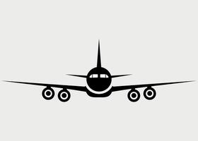 black and white icon airplane sign front view on white background vector