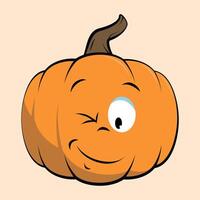 orange stylized pumpkin with a smile for halloween isolated vector