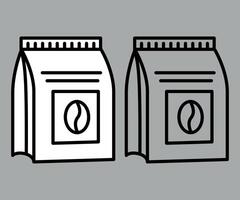 black and white icon sign of coffee packaging on white background vector