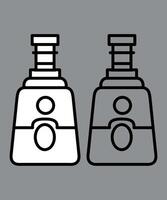 black and white cognac alcoholic drink bottle icon isolated on grey background vector