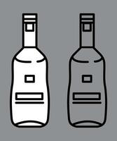 black and white alcoholic beverage bottle icon on grey background vector