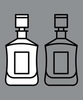 black and white cognac alcoholic drink bottle icon on grey background vector