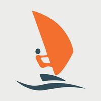 sailboat sign icon with man on white background vector