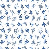Hand drawn algae and seaweed seamless pattern vector