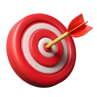 A vibrant, 3D illustration of a red target with a precisely placed yellow arrow png