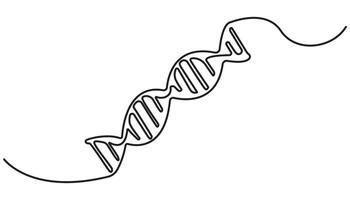 DNA continuous one line drawing. Genome linear structure symbol. illustration on white background vector