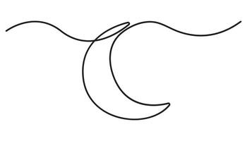 moon continuous one line drawing, continuous one line drawing of Isolated outline art vector