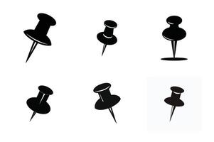 Set of push pin clip silhouette illustration vector