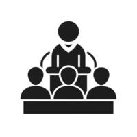Silhouette of a speaker giving a conference speech vector