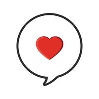 bubble speech with red heart love inside symbol for Heart dialogue icon illustration vector