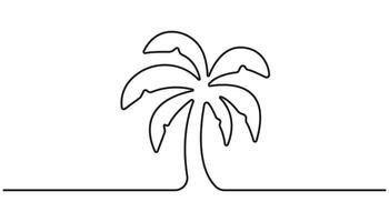 abstract Palm tree continuous one line drawing and simple isolated white background simple vector