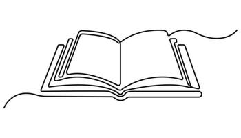 Open book continuous one line drawing and simple design vector