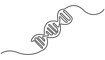 DNA continuous one line drawing. Genome linear structure symbol. illustration vector