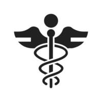 caduceus medical symbol on a black background icon vector