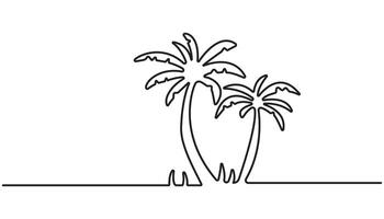 Palm tree continuous one line drawing of outline illustration vector