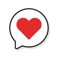 bubble speech with red heart love inside symbol for Heart dialogue icon illustration simple vector