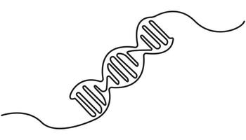 DNA continuous one line drawing. Genome linear structure symbol. illustration simple vector