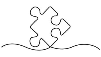 Puzzle icon line continuous drawing . One line Conundrum icon background. Team work icon vector