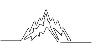One continuous line drawing of mountain range landscape vector