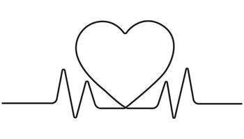 Continuous single line drawing of heartbeat pulse. Simple heartbeat pulse simple minimalist vector