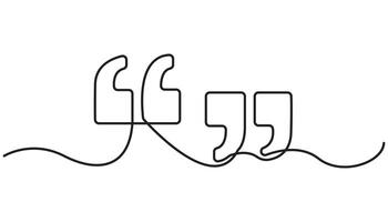 Quotation mark in continuous one line drawing. One continuous line of a quote mark drawing. vector
