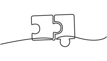 Puzzle Continuous one Line drawing Icon vector