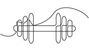 Continuous Line Drawing of Dumbbell Icon. Hand Drawn Symbol Illustration. vector